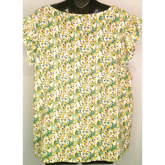 Shein Curve V-neck Flutter Sleeve Floral Blouse Women's 3X Short Sleeve - Picture 4 of 7